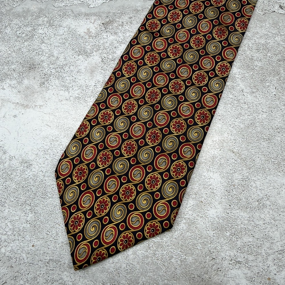 Christian Dior 100% Silk Tie Mens One Size‎ Blue Geometric Jacquard Necktie